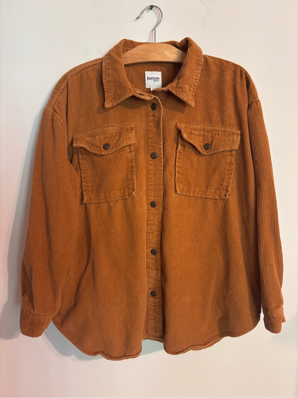 Kensie Jeans Oversized Corduroy Shacket -Caramel